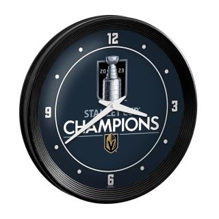 Hodiny na zeď Vegas Golden Knights 2023 Stanley Cup Champions 16  Ribbed Frame Wall Clock
