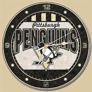NHL nástěnné hodiny Pittsburgh Penguins Art Glass Wall