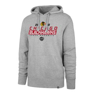 Pánská mikina s kapucí 47 Brand Headline Hood NHL Chicago Blackhawks šedá GS19 Velikost: L