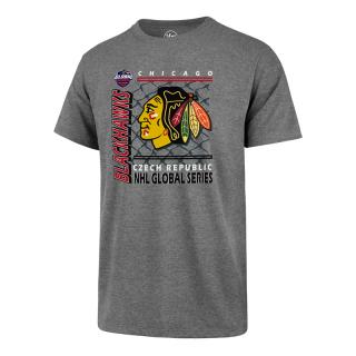 Pánské tričko 47 Brand Club Tee NHL Chicago Blackhawks šedé GS19 Velikost: L