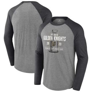 Pánské tričko Vegas Golden Knights 2023 Stanley Cup Champions Shootout Long Sleeve Tri-Blend Raglan Velikost: L