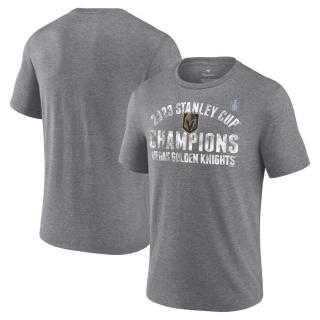 Pánské tričko Vegas Golden Knights 2023 Stanley Cup Champions Tri-Blend Heather Gray Velikost: XL