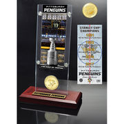 Pittsburgh Penguins Highland Mint 2017 Stanley Cup Champions 5-Time Multi-Champs Ticket & Bronze Coin Acrylic Desk Top