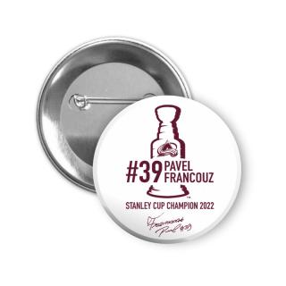 Placka Pavel Francouz #39 Stanley Cup Champion 2022 Colorado Avalanche 44 mm - bílá