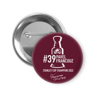 Placka Pavel Francouz #39 Stanley Cup Champion 2022 Colorado Avalanche 44 mm - burgundy