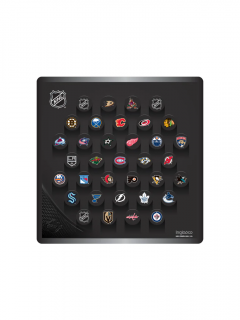 Plaketa Minipuků All NHL 32 Team Classic Souvenir Collector Mini Pucks + 3 NHL Shield Mini Pucks