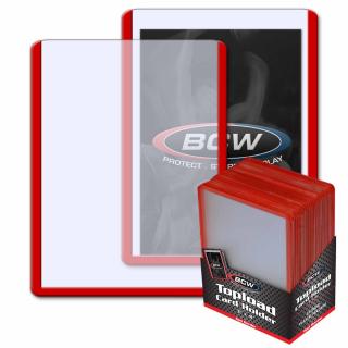 Plastový obal na hokejové karty BCW toploader 35pt Red Border 25 ks