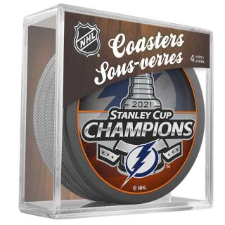 Sada podtácků Tampa Bay Lightning 2021 Stanley Cup Champions 4-Puck Coaster Set