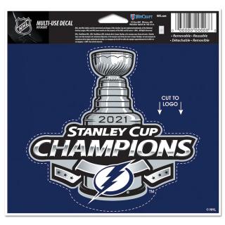 Samolepka Tampa Bay Lightning 2021 Stanley Cup Champions 4'' x 6'' Cut-to-Logo Multi-Use Decal