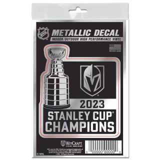 Samolepka Vegas Golden Knights 2023 Stanley Cup Champions 3'' x 5'' Metallic All Surface Decal