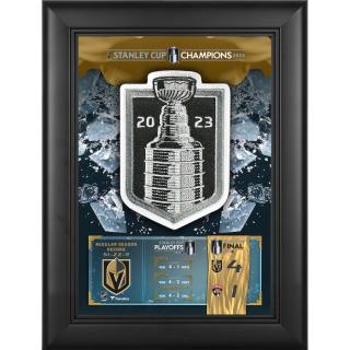 Sběratelská plaketa - koláž Vegas Golden Knights 2023 Stanley Cup Champions Framed 5  x 7  Collage with 2023 Stanley Cup Champions Jersey Patch