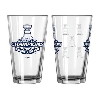 Sklenička Washington Capitals 2018 Stanley Cup Champions 16oz. Satin Etch Pint Glass