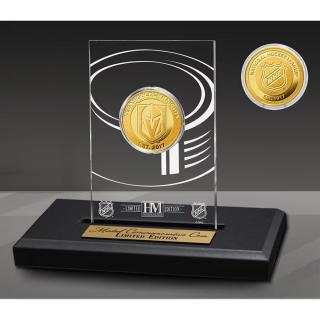 Stojánek na stůl s mincí Vegas Golden Knights 3'' x 5'' Acrylic Gold Coin Desk Top Display Limited edition of 5000