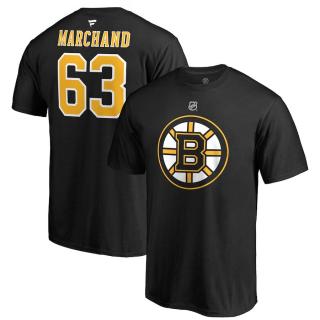 Tričko #63 Brad Marchand Boston Bruins Stack Logo Name & Number Velikost: L