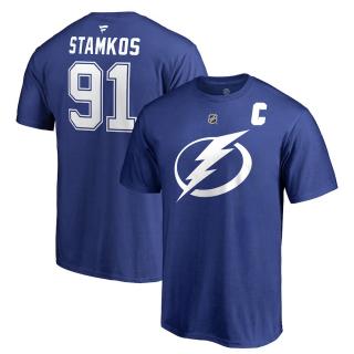 Tričko #91 Steven Stamkos Tampa Bay Lightning Stack Logo Name & Number Velikost: L