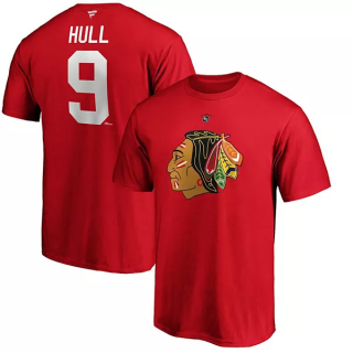 Tričko Bobby Hull #9 Chicago Blackhawks Authentic Stack Retired Player Name & Number T-Shirt - Red Velikost: M