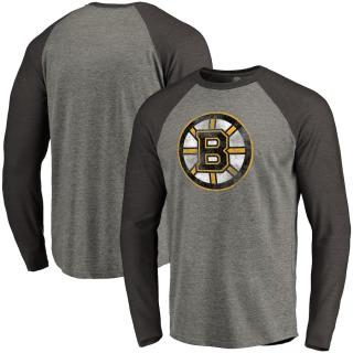 Tričko Boston Bruins Distressed Primary Logo Long Sleeve Tri-Blend Velikost: S