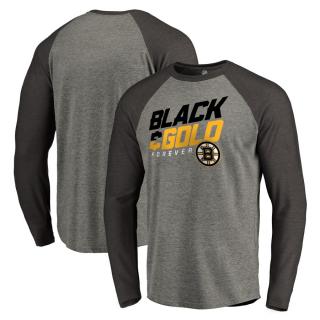 Tričko Boston Bruins Hometown Collection Black & Gold Raglan Long Sleeve T-Shirt Velikost: M