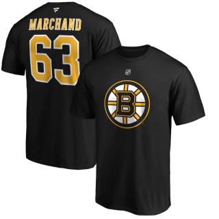 Tričko Brad Marchand #63 Boston Bruins Stack Logo Name & Number Velikost: L