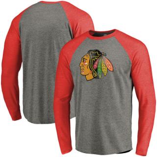 Tričko Chicago Blackhawks Distressed Primary Logo Tri-Blend Velikost: S