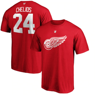 Tričko Chris Chelios #24 Detroit Red Wings Name & Number T-Shirt - Red Velikost: L