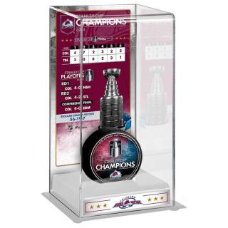 Vitrína na puk Colorado Avalanche 2022 Stanley Cup Champions Logo Deluxe Tall Hockey Puck Case