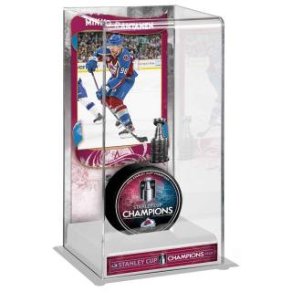 Vitrína na puk Colorado Avalanche 2022 Stanley Cup Champions Mikko Rantanen Logo Deluxe Tall Hockey Puck Case