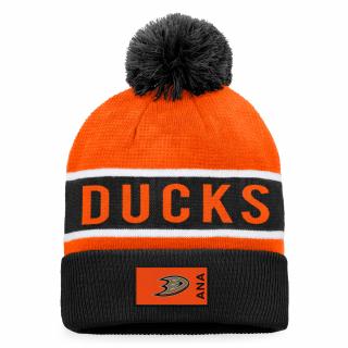 Zimní čepice Anaheim Ducks Authentic Pro Game & Train Cuffed Pom Knit Black-Dark Orange