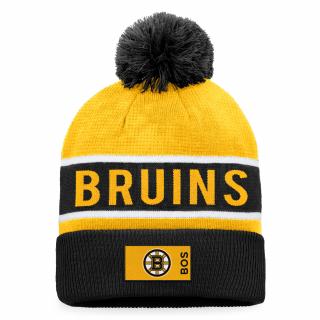 Zimní čepice Boston Bruins Authentic Pro Game & Train Cuffed Pom Knit Black-Yellow Gold