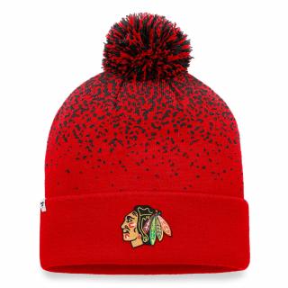 Zimní čepice Chicago Blackhawks Iconic Gradiant Beanie Cuff with Pom Athletic Red-Black