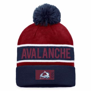Zimní čepice Colorado Avalanche Authentic Pro Game & Train Cuffed Pom Knit Athletic Navy-Dark Garnet