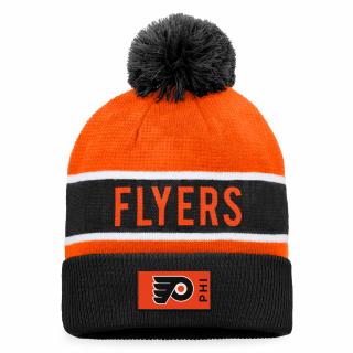 Zimní čepice Philadelphia Flyers Authentic Pro Game & Train Cuffed Pom Knit Black-Dark Orange