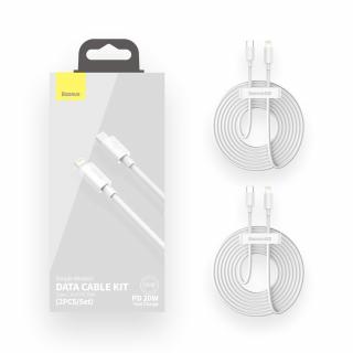 Baseus 2x USB kabel USB-C PD / Apple Lightning 1,5m / 20W bílý TZCATLZJ-02