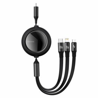 Baseus Bright Mirror USB-C kabel 3v1 Micro USB/ USB-C/ Apple Lightning/ 1,2m/ 100W černý