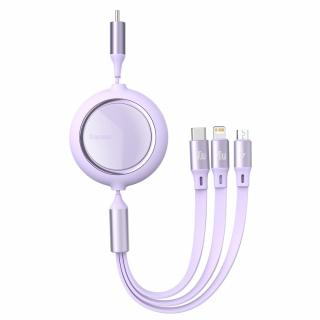 Baseus Bright Mirror USB-C kabel 3v1 Micro USB/ USB-C/ Apple Lightning/ 1,2m/ 100W fialový