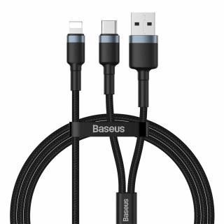 Baseus Cafule kabel USB-C PD + USB / Apple Lightning 1,2m / 18W / 2,4A grey CATKLF-ELG1