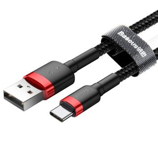 Baseus Cafule USB kabel - USB-C / 2m / 2A černo-červený CATKLF-C91