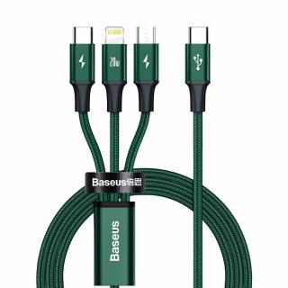Baseus CAMLT-SC06 USB-C PD  kabel 3v1 Micro USB / USB-C / Apple Lightning 1,5m / 20W green