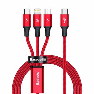 Baseus CAMLT-SC09 USB-C PD  kabel 3v1 Micro USB / USB-C / Apple Lightning 1,5m / 20W red