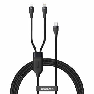 Baseus Flash 2v1 kabel USB-C PD / USB-C PD + iPhone Lightning 1,2m / 100W / černý