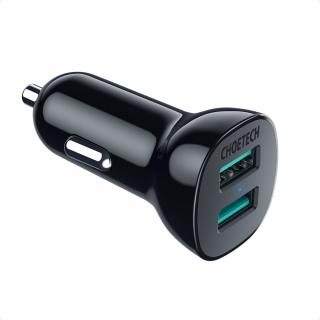 Choetech C0051 nabíječka do auta 2x USB / 30W / 2,4A / QC 3.0 černá