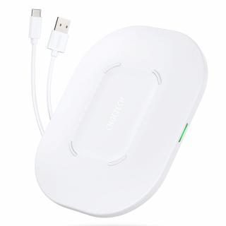 Choetech T550-F-V2 bezdrátová nabíječka QI / 15W + propojovací USB kabel / bílá