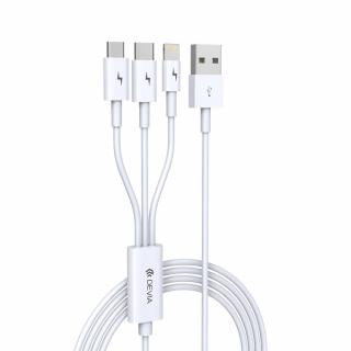 Devia Smart kabel 3v1 Apple lightning / USB-C / Micro USB bílý