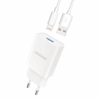 Dudao A3EU nabíječka do sítě QC 3.0 USB / 12W + kabel Apple Lightning bílá
