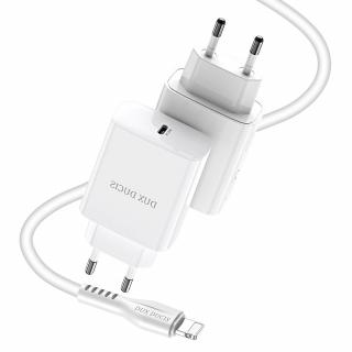 Dux Ducis nabíječka C60 USB-C PD 20W + kabel USB-C PD / Apple lightning bílá