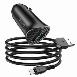HOCO Z39 nabíječka do auta 2x USB / QC 3.0 / 18W + kabel Apple Lightning - černá