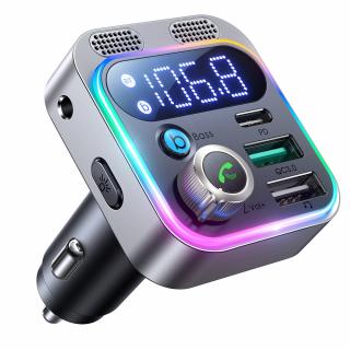 Joyroom JR-CL16 FM transmitter 2x USB / USB-C / BT 5.0 / 3,5mm aux / 48W