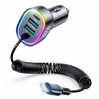 Joyroom JR-CL20 nabíječka do auta 4v1/ 2x USB QC/ USB-C PD / 57W / Lightning kabel 1,6m