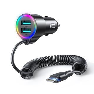 Joyroom JR-CL24 nabíječka do auta 3v1/ 2x USB QC/ kabel USB-C 1,5m / 17W