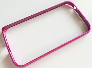 Pouzdro Bumper ALU METAL hliníkový rámeček Samsung i9500/ i9505 Galaxy S4 růžový
